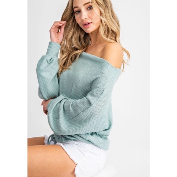 NEW! Mint Waffle Knit Top! - Picture 2 of 6